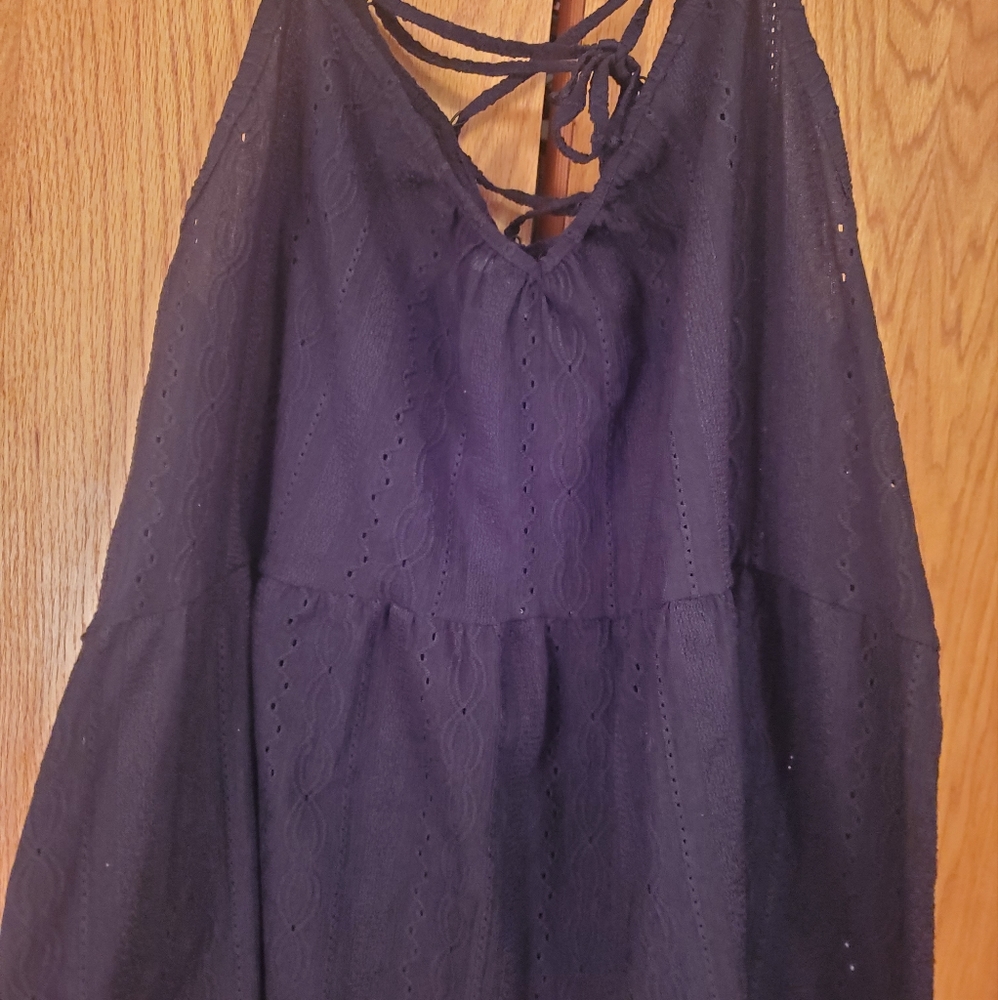 Maurices black tank top criss cross tie back